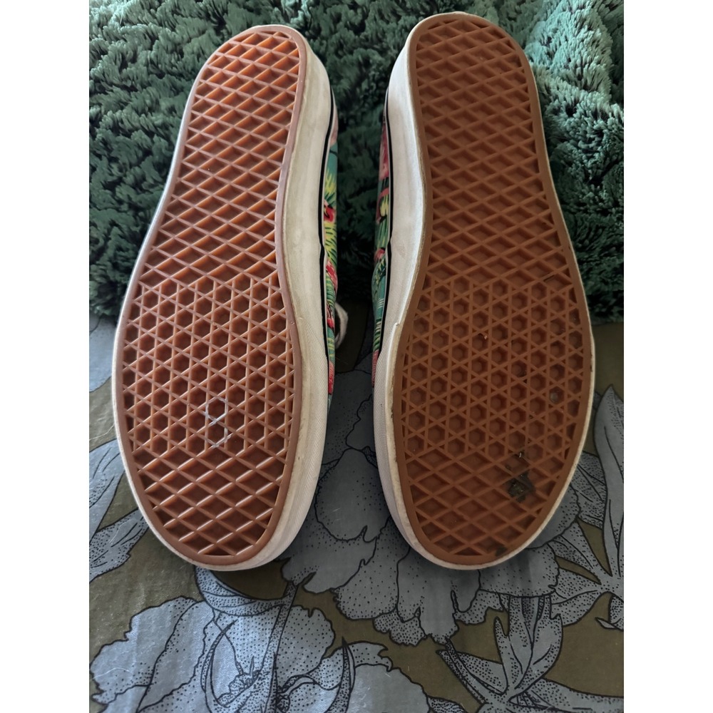 OFF THE WALL VANS FLAMINGO BIRD PINK / GREEN  LACE UP TENNIS‎ SHOES W-10.5. M 9 - Picture 2 of 4